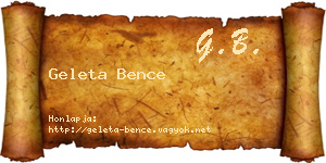 Geleta Bence névjegykártya